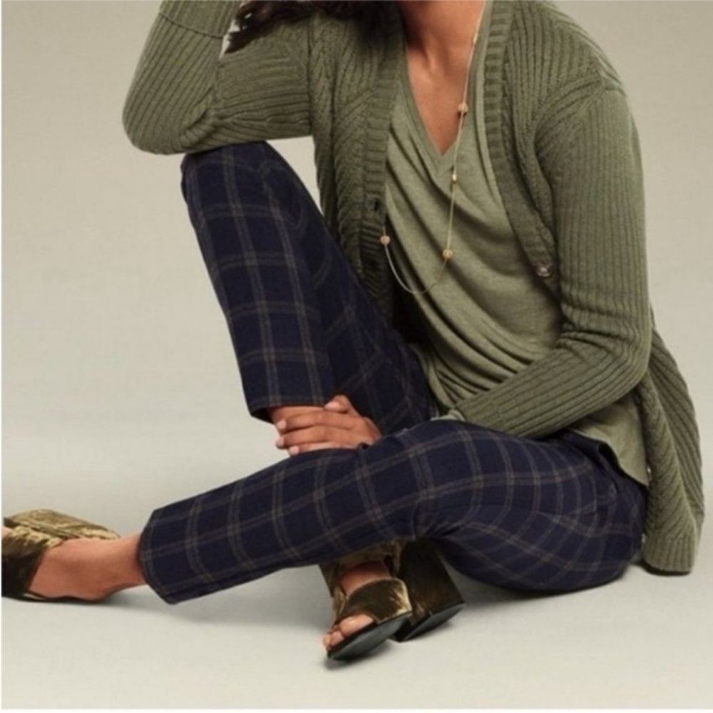 Cabi Connery Plaid Side Zipper Cropped Preppy Academia Pants Office Modern